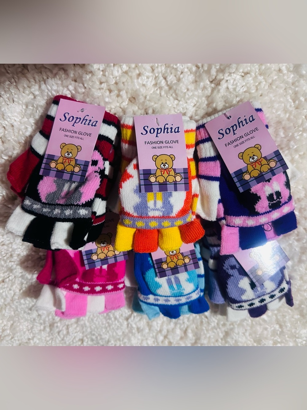 Kids Colorful Yellow & Red Fingerless Gloves-$10 each